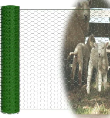 Produktbild von Maschendrahtzaun mit Sechseckgeflecht, 25 m Länge, Maschendrahtgewebe für Garten, Hasen, Meerschweinchen und Hühner, 25 mm Maschenweite, 50 cm Höhe, Wühlmausgitter