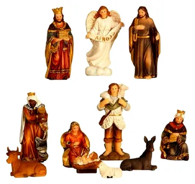 Produktbild von Krippenfiguren 11-teiliges Set Krippe Figuren bis 8,5 cm Weihnachten Maria Josef Jesus