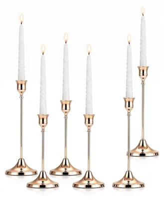 12 Kerzenhalter gold, Metall, 10 cm, für festliche Tischdeko