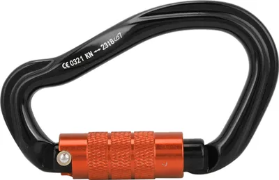 Produktbild von Robuste Aluminium-Outdoor-Quickdraw-Karabinerschnalle mit Sicherheitsschloss zum Klettern, Schwarz