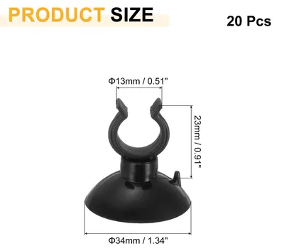 Produktbild von 20 Stš¹ck Aquarium Saugnapf Clips, 13mm Luftschlauchhalter Klemmen Saugnapfhalter Saugnapf fš¹r ID Luftschlauch Tank, Schwarz