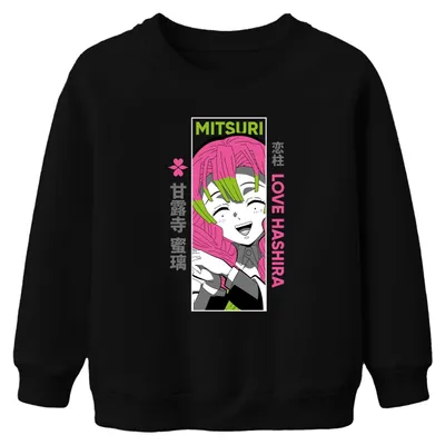 Immagine prodotto di Mitsuri Love Hashira Demon Slayer Anime Gift Otaku kawaii Felpa Unisex Bambini, Nero, 140