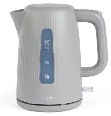 Wasserkocher 1,7 l, 2200 W, Kalkfilter, 360°-Basis, Grau