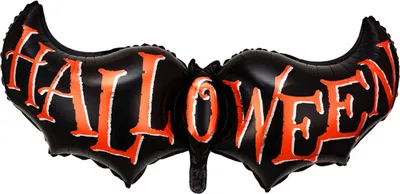 Produktbild von Oblique Unique Folien Luftballon Fledermaus mit Halloween Schriftzug gruseliger Deko Ballon zur Halloweenparty