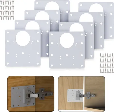 Produktbild von Scharnier 8er Set Reparaturplatte Möbelverbinder Topfbandplatte Schrank Reparaturblech Edelstahl