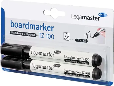 Produktbild von Legamaster 7-110501-2 Boardmarker TZ100, schwarz, im 2-Stück-Blister
