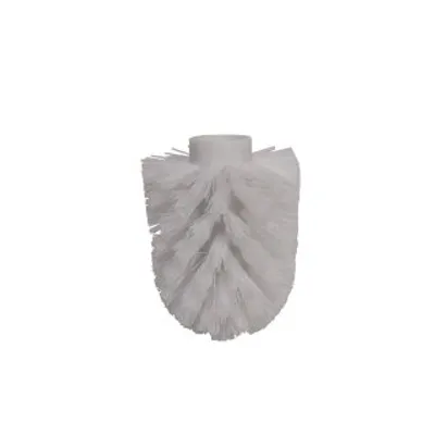 A white toilet brush head on a white background.