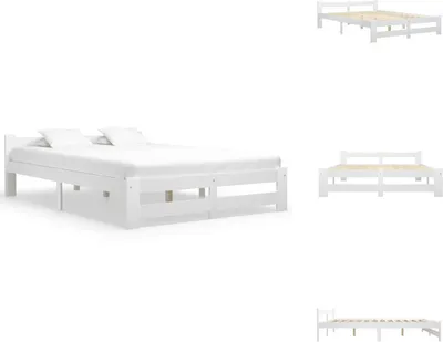 Image de vidaXL Lit en bois massif pin blanc 120x200 cm - Lits et Sommiers