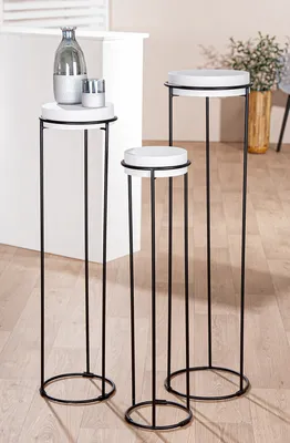 Immagine prodotto di Gilde 3er Set, Deko-Säule, "Leila", Eisen, weiß, VE 1, H. 101 cm, D. 27 cm 58015 4063387580158