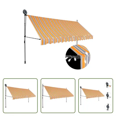 Immagine prodotto di The Living Store Tenda da sole retrattile a comando manuale con LED 400 cm Giallo e blu