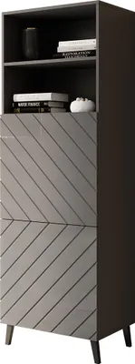 Produktbild von MIRJAN24 Standregal Abeto 60, Regal mit 2 Drehtüren, Griffloses Öffnungssystem push to open (Farbe: Graphit / Graphit Hochglanz)