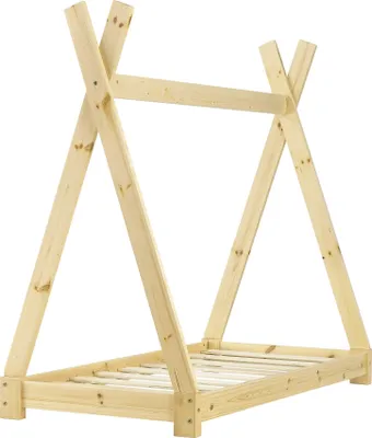 Immagine prodotto di In And OutdoorMatch letto per bambini Elenor - teepee - con rete a doghe e materasso - 70 x 140 cm - color legno - letto per bambini - letto per bambine - design moderno