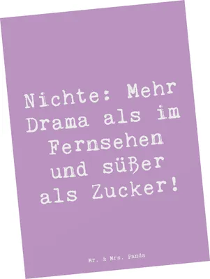 Produktbild von Mr. & Mrs. Panda Postkarte Spruch Nichte Freude - Lavendeltraum - Geschenk, Familie Verwandte, Grußkarte, Persönlichkeit, Verwandtschaft, einzigartige Designs, Postkarten
