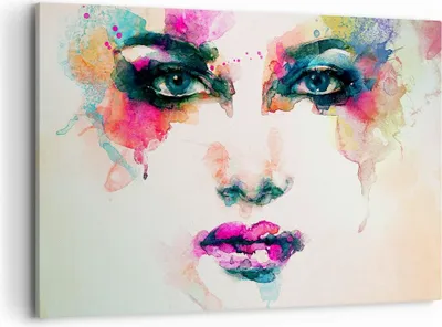 Produktbild von Bild auf Leinwand - Leinwandbild - Frau Gesicht Kosmetik - 120x80cm - Wand Bild - Wanddeko - Leinwanddruck - Bilder - Kunstdruck - Wanddekoration - Leinwand bilder - Wandkunst - AA120x80-3050