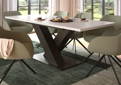 Produktbild von Esstisch "Home-X" in weiß und grau Küchentisch ausziehbar 150 - 190 cm