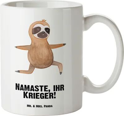 Produktbild von Mr. & Mrs. Panda Pott Faultier Yoga - Weiß - Geschenk, Haferl, Keramiktasse, Meditation, Große Tasse, Entspannung, weisse, Teebecher