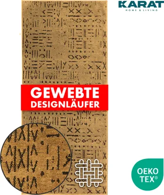 Produktbild von Teppich-Läufer Vena Hochwertige Jacquard Weberei mit Muster Beige 80 x 150 cm