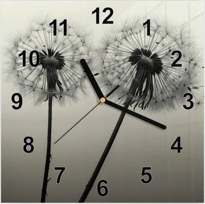 Produktbild von Wanduhr aus Glas mit Motiv Pusteblume Schwarz- 30 x 30 cm - inkl. Aufhängesystem