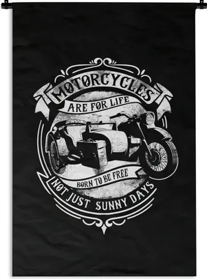 Produktbild von MuchoWow® Wandteppich Wandbehang Mancave - Motorrad - Vintage - Zitate 90x135 cm Tapisserie Dekoration Wandtuch - Baumwolle - Wandskulptur