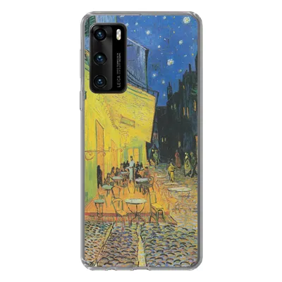 Produktbild von MuchoWow® Handyhülle Schutzhülle Hülle für Huawei P40 Caféterrasse bei Nacht - Vincent van Gogh Silikon Softcase Handy Hülle - Handytasche