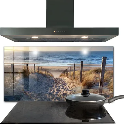 Produktbild von Spritzschutz aus Glas Küchenrückwand - Wandschutz für Herd und Spüle - 100x50 cm - Dünen an der Ostsee