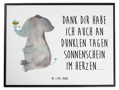 Produktbild von Mr. & Mrs. Panda Schreibtischauflage Elefant Biene - Weiß - Geschenk, schreibtischmatte, Liebe, schreibtischunterlagen, Hochzeitsgeschenk, Jahrestag, Liebesspruch, Tiere
