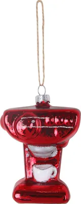 Produktbild von TrendLine Weihnachtskugel aus Glas Kaffeemaschine 9,5 x 7 cm rot-weiß