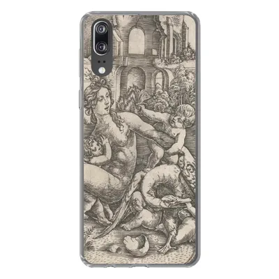 Produktbild von MuchoWow® Handyhülle Schutzhülle Hülle für Huawei P20 Leda und der Schwan mit ihren vier Kindern - Gemälde von Meister IB mit dem Vogel Silikon Softcase Handy Hülle - Hardcover
