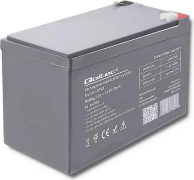 Image de Batterie Qoltec 53049 AGM | 12 V | 12 Ah