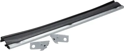 A dishwasher door seal with mounting brackets against a white background.