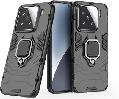 Produktbild von Hülle für Xiaomi 15 Handyhülle Stoßfest 360° Drehbarer Ring Ständer TPU Back Cover in Schwarz