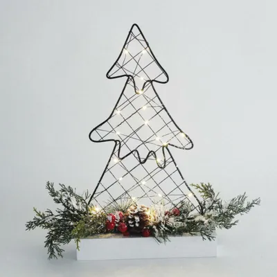 Produktbild von ACA Beleuchteter Weihnachtsbaum für den Tisch, 30 Mini-LEDs, warmweiß, batteriebetrieben (3xAA), Schutzart IP20, 25x5x40cm, X09301101