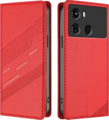 Produktbild von Hülle für itel P40, Kunstleder Brieftaschen Handyhülle mit Kartenfach und Standfunktion Rot