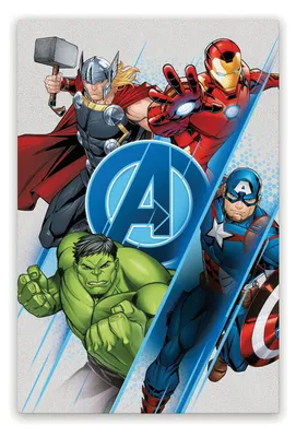 Zdjęcie produktu dla Dywan dziecięcy Disney Marvel Avengers 80x120 cm – antypoślizgowy dywan do zabawy z piankową wyściółką, miękki dywan dla chłopców do pokoju dziecięcego, 100% poliester, dywan z motywem superbohaterów
