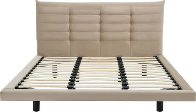 Produktbild von Bett 160 x 200 cm mit gestepptem Kopfteil - Velours - Beige - NISATIO