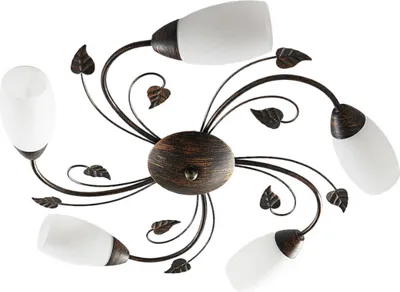 Produktbild von Lindby Deckenleuchte Stefania, 5-flg., schwarz/gold, Ø58cm