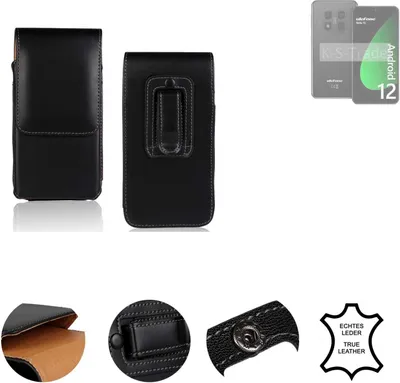 Produktbild von K-S-Trade Holster Gürteltasche Handy Hülle Schutzhülle kompatibel mit Ulefone Note 15 Handyhülle Leder schwarz, 1x