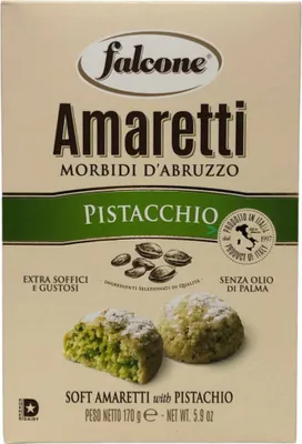Produktbild von Falcone Amaretti Morbidi D'Abruzzo Pistacchio "Amaretti Pistazie" 6er Pack (6x 170g) + usy Block