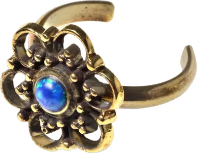Produktbild von viva-adorno Zehenring Fußschmuck Messing verstellbar Vintage Ethno Antik Style synthetischer Opal blau Z518,D4