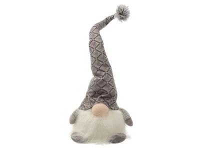 A single gnome figurine with a tall, pointed hat and a fluffy white beard, presented against a white background.