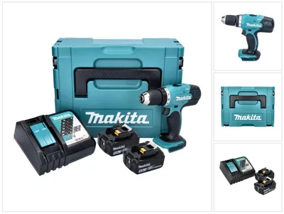 Immagine prodotto di Avvitatore a batteria Makita DDF 453 RTJ 18 V 42 Nm + 2x batterie 5,0 Ah + caricabatterie + Makpac