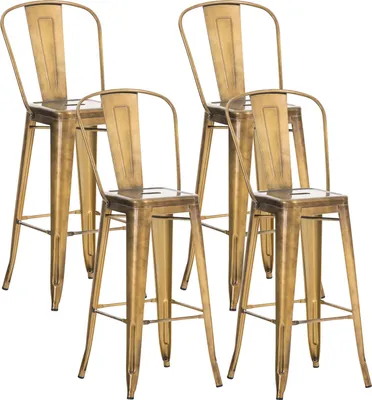 Produktbild von CLP 4er Set Barhocker Aiden aus Metall mit Fußstütze gold