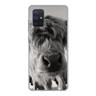 Produktbild von MuchoWow® Handyhülle Schutzhülle Hülle für Samsung Galaxy A51 Schottischer Highlander - Schwarz - Weiß - Tiere Silikon Softcase Handy Hülle - Schutzabdeckung