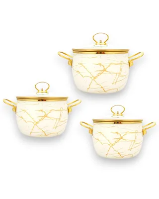 Image de MASTERPAN | Set de 6 casseroles avec couvercle |18cm|20cm|22cm| casseroles émaillées | acier carbone | induction | casserole avec couvercle | haute qualité, MP2641