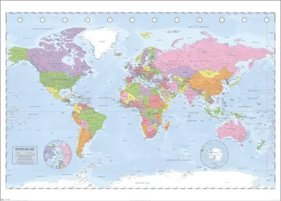 Zdjęcie produktu dla Plakat z mapą świata w projekcji Millera – temat polityczny, format XXL, 100 x 140 cm