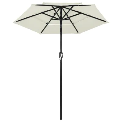 Image de vidaXL Parasol avec mât en aluminium 3 couches couleur sable 2 m