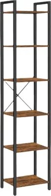 Immagine prodotto di Libreria - Stile vintage, marrone e nero - Pannello di particelle di legno e acciaio - 40 x 30 x 187,5 cm