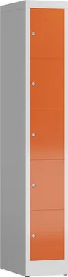 Produktbild von Schließfachschrank Fächerschrank 5 Fächer Spind 180x30x50cm, lichtgrau/feuerrot X-520514