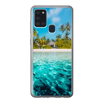 Produktbild von MuchoWow® Handyhülle Schutzhülle Hülle für Samsung Galaxy A21s Strand - Palmen - Meer Silikon Softcase Handy Hülle - Hartschale