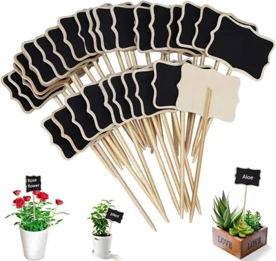 Productafbeelding van Plantenbordjes - Plantensteker - Hout om te beschrijven - Weerbestendig - Mini houten bord - Plantenetiketten